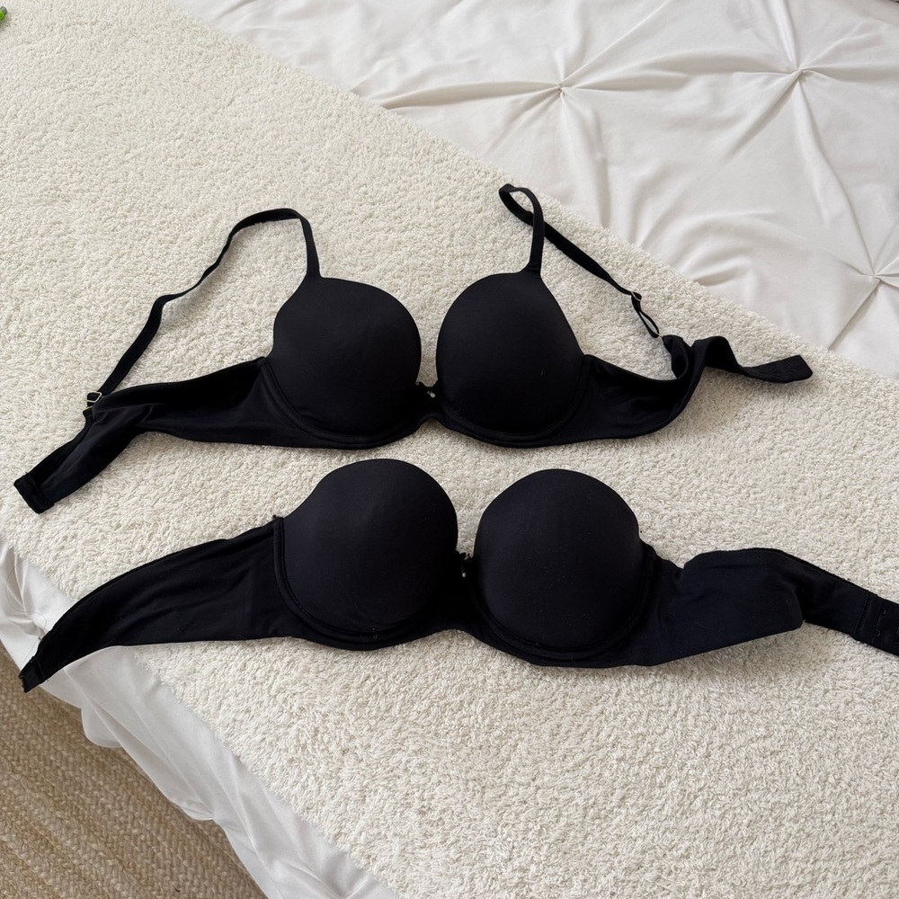 Soma Embraceable Full Coverage plus Strapless Black Bra Set 36B EUC